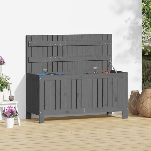 Vidaxl Cassapanca Da Giardino Grigia 108X42,5X54 Cm In Legno Di Pino Massiccio - Cassapanca Da Giardino - Cassapanca Da Giardino - Cassetta Da Giardino - Cassetta Da Giardino-image