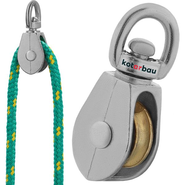 Kotarbau® Carrucola A Rinvio Singola In Acciaio Nichelato Da 3/4" C15 Carrucole A Fune Per Edilizia Vela Soccorso Alpinismo | Carrucole A Rinvio Per Funi ⌀ 5 Mm | Carrucola A Fune | Carrucola A Rinvio Per Argano A Fune"-image