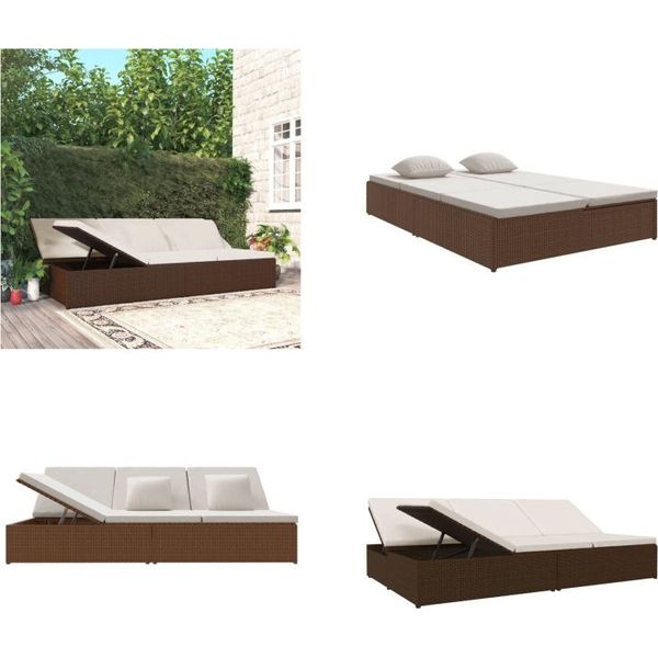 Vidaxl Lettino Prendisole Con Cuscini In Rattan Marrone - Lettino Prendisole - Lettino Prendisole - Lettino Da Giorno-image