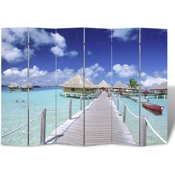 Vidaxl Divisorio Pieghevole 217X170 Cm Spiaggia - Divisorio Per Camera - Divisorio Per Camera Pieghevole - Divisorio Per Camera Pieghevole - Parete Divisoria Per Camera-image