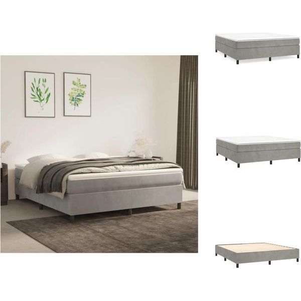 Vidaxl Letto Boxspring Grigio Chiaro 180X200 Cm In Velluto - Letti E Strutture Letto-image