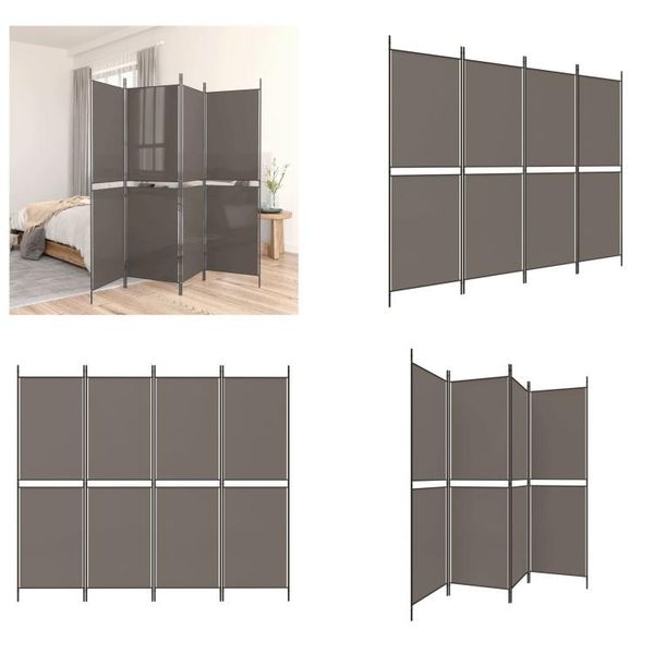 Vidaxl Paravento 4 Pezzi Antracite 200X180 Cm Tessuto - Divisorio Per Ambienti - Paravento - Divisorio Per Ambienti - Parete Divisoria-image