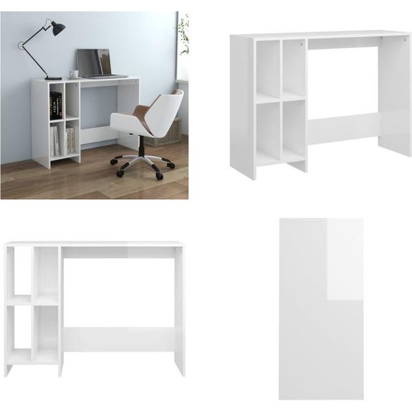 Vidaxl Scrivania Per Computer Bianca Lucida 102,5X35X75 Cm In Legno - Scrivania - Scrivanie - Scrivania Per Computer - Scrivanie Per Computer-image