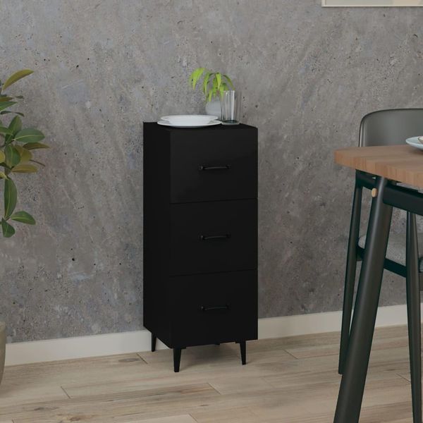 The Living Store Credenza Nera 34,5X34X90 Cm Materiale A Base Di Legno-image