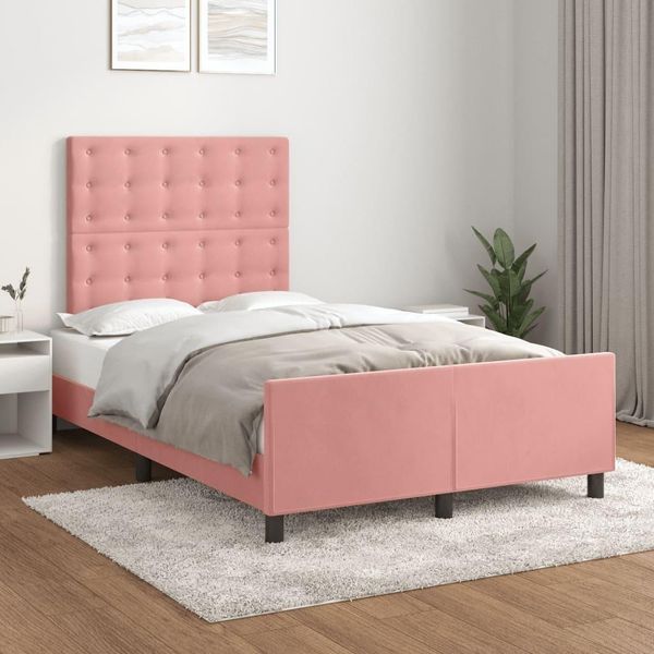 The Living Store Struttura Letto Con Testiera Rosa 120X200 Cm In Velluto-image