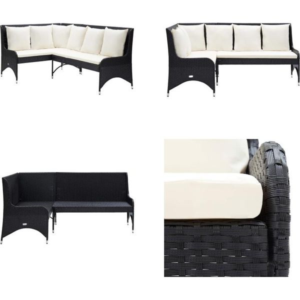 Vidaxl Divano Angolare Da Giardino 2 Pz. Poly Rattan Nero - Divano Da Giardino - Divani Da Giardino - Divano - Divani-image