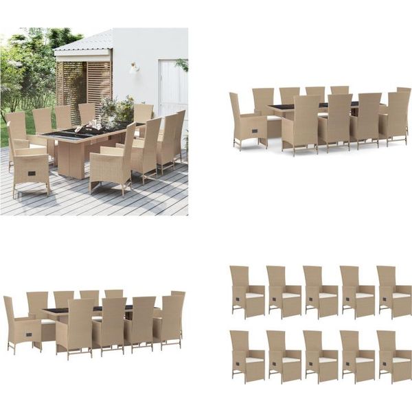 Vidaxl Set Da Pranzo Da Giardino 11 Pezzi Con Cuscini In Poly Rattan Beige - Set Da Pranzo Da Giardino - Set Da Pranzo Da Giardino - Set Da Pranzo Da Terrazza-image