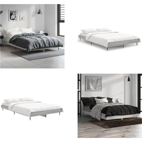 Vidaxl Struttura Letto Grey Sonoma 120X190 Cm Materiale A Base Di Legno - Struttura Letto - Cornici Letto - Struttura Letto - Letto-image