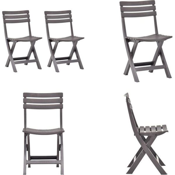 Vidaxl Sedie Da Giardino Pieghevoli 2 Pz. Plastica Moka - Sedia Da Giardino - Sedie Da Giardino - Sedia Pieghevole - Sedie Pieghevoli-image