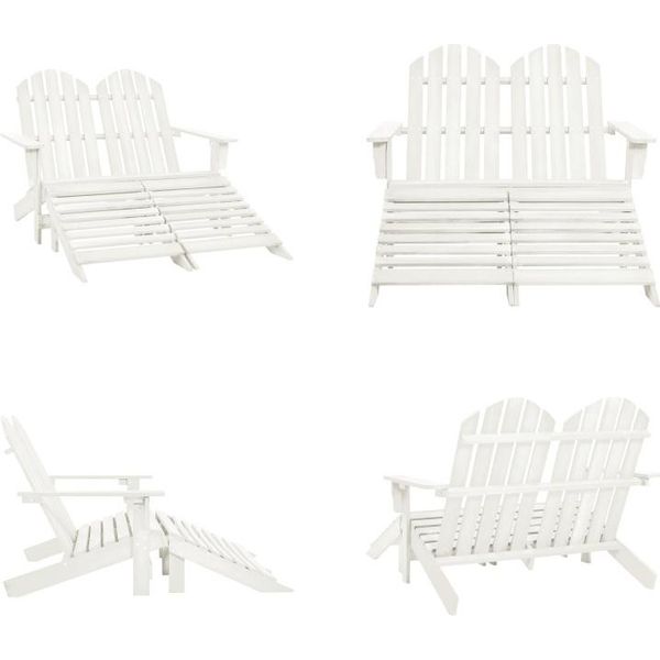 Vidaxl Panca Da Giardino Adirondack A 2 Posti Con Poggiapiedi In Legno Di Abete Bianco - Sedia Da Giardino - Sedie Da Giardino - Poltrona Da Giardino - Sedia Da Esterno-image