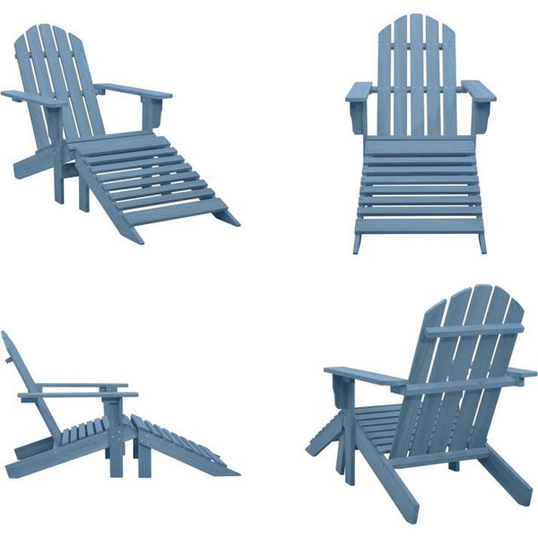 Vidaxl Sedia Da Giardino Adirondack Con Poggiapiedi In Legno Massiccio Di Abete Blu - Sedia Da Giardino - Sedie Da Giardino - Poltrona Da Giardino - Sedia Da Giardino Con Poggiapiedi-image