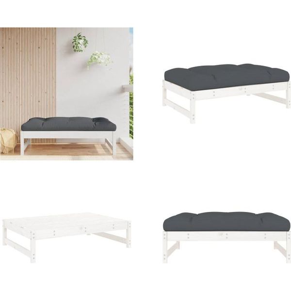Vidaxl Sgabello Da Giardino Bianco 120X80 Cm In Legno Di Pino Massiccio - Sgabello Da Giardino - Sgabello Da Patio - Sgabello Da Esterno - Sgabello Da Giardino-image