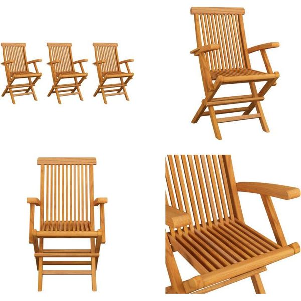 Vidaxl Sedie Da Giardino 3 Pz. Legno Massiccio Teak - Sedia Da Giardino - Sedie Da Giardino - Sedia Da Giardino In Legno - Sedia Da Giardino In Legno Massiccio-image