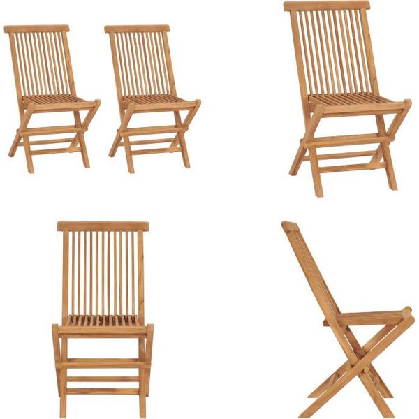 Vidaxl Sedie Da Giardino Pieghevoli 2 Pz. Legno Massiccio Di Teak - Sedia Da Pranzo Da Giardino - Sedie Da Giardino - Sedia Da Giardino - Sedie Da Giardino-image