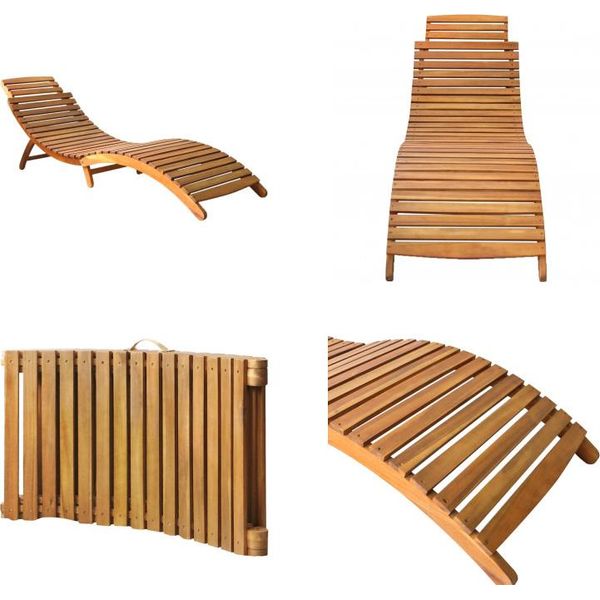 Vidaxl Lettino Prendisole In Legno Massiccio Di Acacia Marrone - Sdraio - Sdraio - Lettino - Sdraio-image