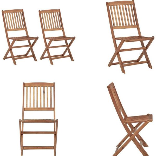 Vidaxl Sedie Da Giardino Pieghevoli 2 Pz. Legno Massiccio Di Acacia - Sedia Da Giardino - Sedie Da Giardino - Sedia Da Giardino In Legno - Sedie Da Giardino In Legno-image