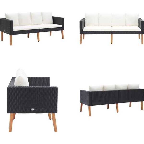 Vidaxl Divano Da Giardino A 2 Posti Con Cuscini In Poly Rattan Nero - Divano Da Giardino - Divani Da Giardino - Divano - Divani-image