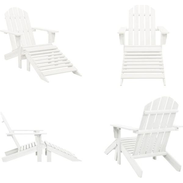 Vidaxl Sedia Da Giardino Con Poggiapiedi In Legno Bianco - Sedia Da Giardino - Sedie Da Giardino - Sedie Da Giardino - Sedia Da Giardino Con Poggiapiedi-image