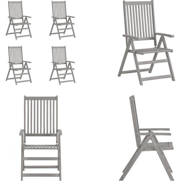 Vidaxl Sedie Da Giardino Regolabili 4 Pz. Legno Massiccio Di Acacia Grigio - Sedia Da Giardino - Sedia - Sedia - Sedie-image