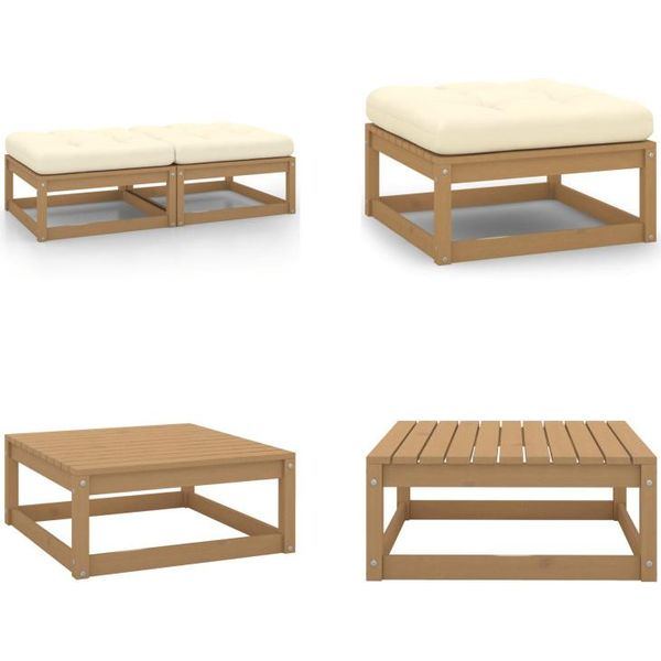 Vidaxl Poggiapiedi Da Giardino Con Cuscino 2 Pz. Pino Massiccio Marrone Miele - Poggiapiedi - Poggiapiedi - Panca Per Piedi - Poggiapiedi-image