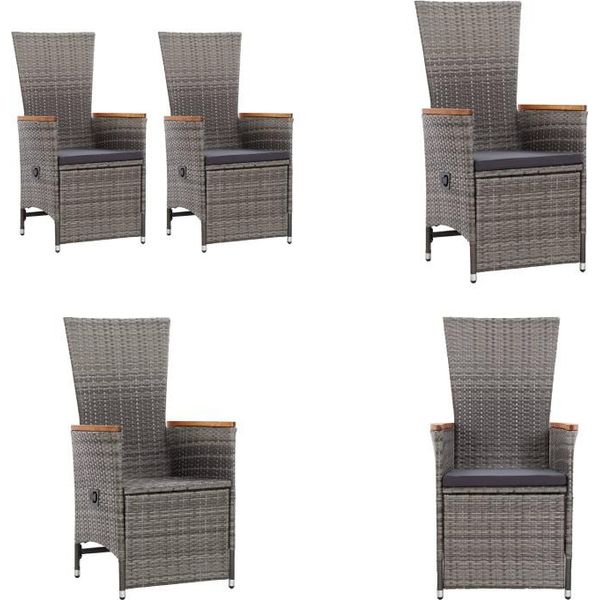 Vidaxl Sdraio Da Giardino 2 Pezzi Con Cuscini In Poly Rattan Grigio - Sedia Da Esterno - Sedie Da Esterno - Sedia Da Giardino - Sedie Da Giardino-image