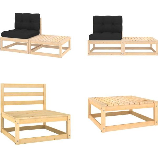 Vidaxl Set Salotto Da Giardino 2 Pezzi Con Cuscini In Pino Massiccio - Set Salotto Da Giardino - Set Salotto Da Giardino - Mobili Da Giardino In Legno - Mobili Da Giardino In Legno-image