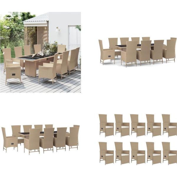 Vidaxl Set Da Pranzo Da Giardino 11 Pezzi Con Cuscini In Poly Rattan Beige - Set Da Pranzo Da Giardino - Set Da Pranzo Da Giardino - Set Da Pranzo Da Terrazza-image
