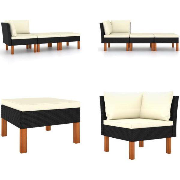 Vidaxl Set Salotto Da Giardino 3 Pezzi In Poly Rattan E Legno Massiccio Di Eucalipto - Set Divano Da Giardino - Set Divano Da Giardino - Set Arredo Giardino - Set Arredo Giardino-image