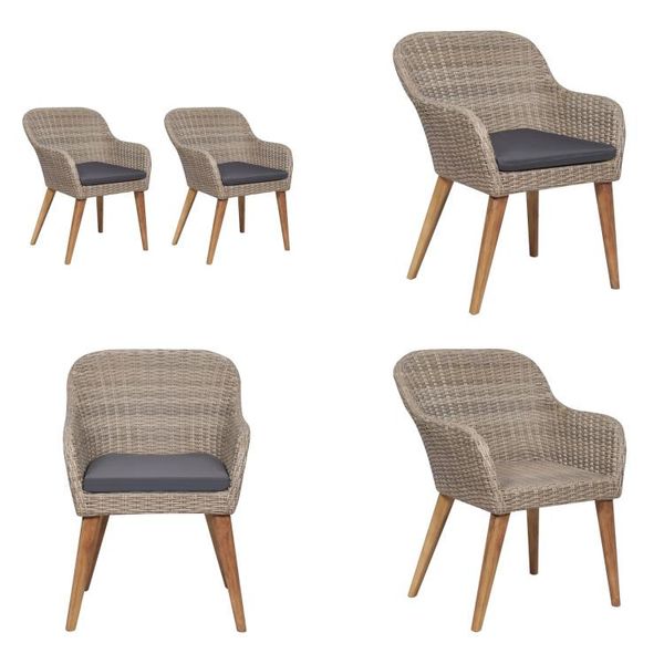 Vidaxl Sedie Da Giardino Con Cuscini 2 Pz. Poly Rattan Brown - Sedia Da Giardino - Sedie Da Giardino - Sedia Da Esterno - Sedie Da Esterno-image