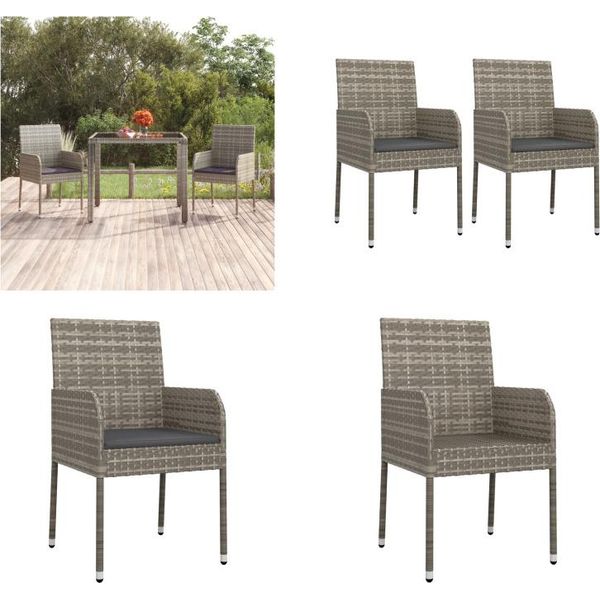 Vidaxl Sedie Da Giardino Con Cuscino 2 Pz. Poly Rattan Grigio - Sedia Da Giardino - Sedie Da Giardino - Mobili Da Giardino - Mobili Da Esterno-image