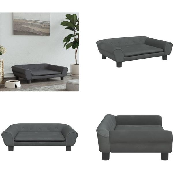 Vidaxl Letto Per Cani Grigio Scuro 70X48X22 Cm In Velluto - Letto Per Cani - Letti Per Cani - Divano Per Cani - Divano Per Animali Domestici-image