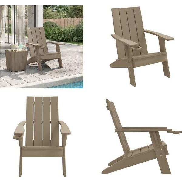 Vidaxl Sedia Da Giardino Adirondack Marrone Chiaro 75X88,5X89,5 Cm In Polipropilene - Sedia Da Giardino Adirondack - Sedie Da Giardino Adirondack - Sedia Da Giardino - Sedia Da Esterno-image