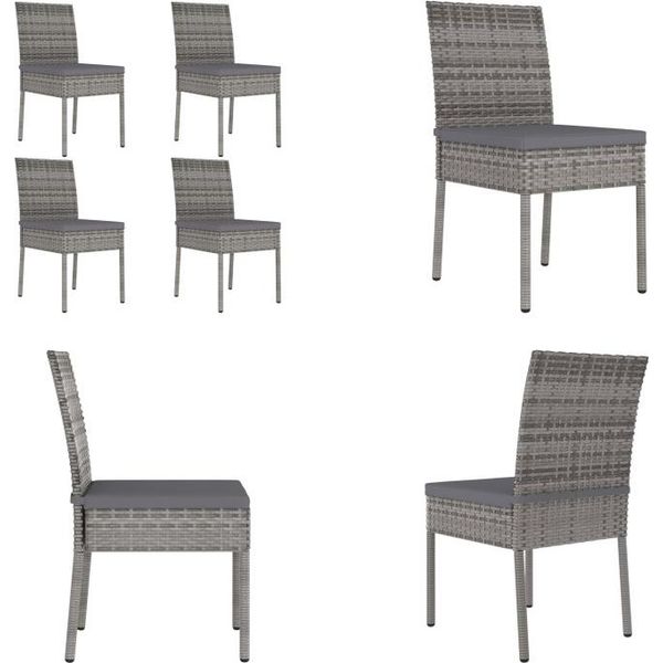 Vidaxl Sedie Da Pranzo Da Giardino 4 Pz. Poly Rattan Grigio - Sedia Da Pranzo - Sedie Da Pranzo - Sedia Da Giardino - Sedie Da Giardino-image