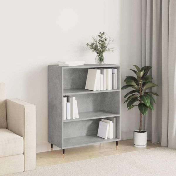 The Living Store Libreria Grigio Cemento 69,5X32,5X90 Cm Materiale A Base Di Legno-image