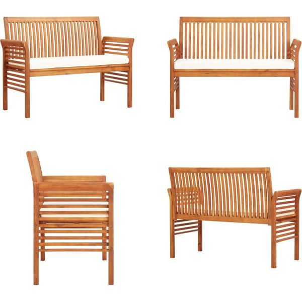 Vidaxl Panca Da Giardino A 2 Posti Con Cuscino 120 Cm In Legno Massiccio Di Acacia - Panca Da Giardino - Panca Da Giardino - Panca Da Patio - Panche Da Patio-image