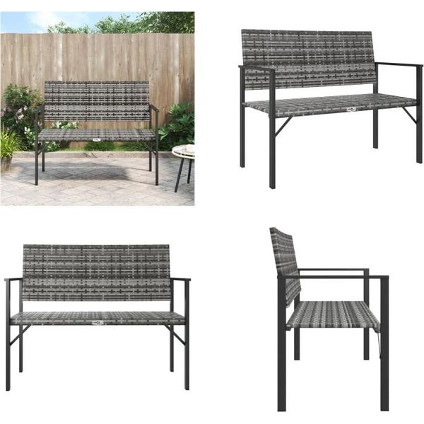 Vidaxl Panca Da Giardino 2 Posti In Poly Rattan Grigio - Panca Da Giardino - Panca Da Giardino - Panca Da Esterno - Panca Da Parco-image