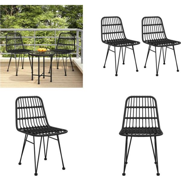 Vidaxl Sedie Da Giardino 2 Pezzi Nero 48X62X84 Cm Pe Rattan - Sedia Da Giardino - Sedie Da Giardino - Sedia Da Esterno - Sedia Da Patio-image