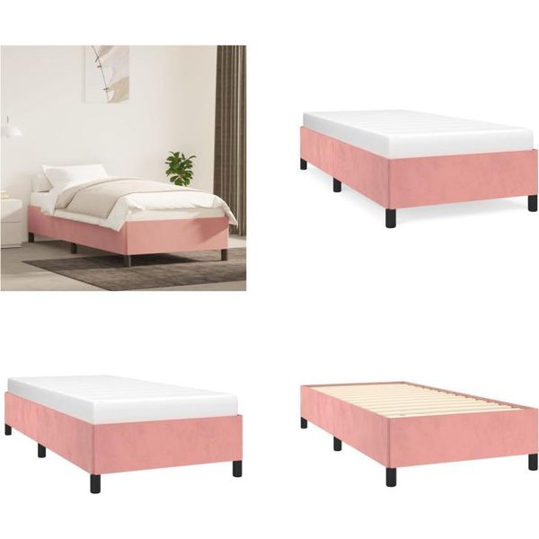 Vidaxl Struttura Letto Rosa 90X200 Cm In Velluto - Struttura Letto - Cornici Letto - Struttura Letto - Letto-image
