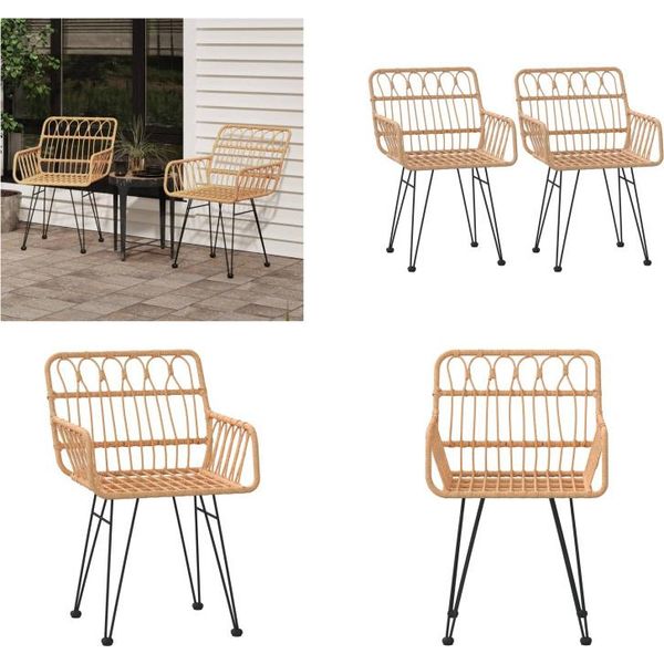 Vidaxl Sedie Da Giardino 2 Pezzi Con Braccioli 56X64X80 Cm Pe Rattan - Sedia Da Giardino - Sedie Da Giardino - Sedia Da Esterno - Sedia Da Patio-image