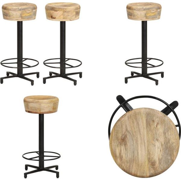 Vidaxl Sgabello Da Bar 2 Pz. 66 Cm In Legno Massiccio Di Mango - Sgabello Da Bar - Sgabelli Da Bar - Sedia - Sedie-image