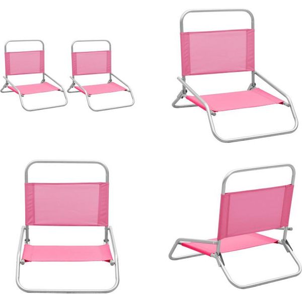 Vidaxl Sedie Da Spiaggia Pieghevoli 2 Pz. Tessuto Rosa - Sedia Da Spiaggia - Sedie Da Spiaggia - Sedia Da Campeggio - Sedie Da Campeggio-image