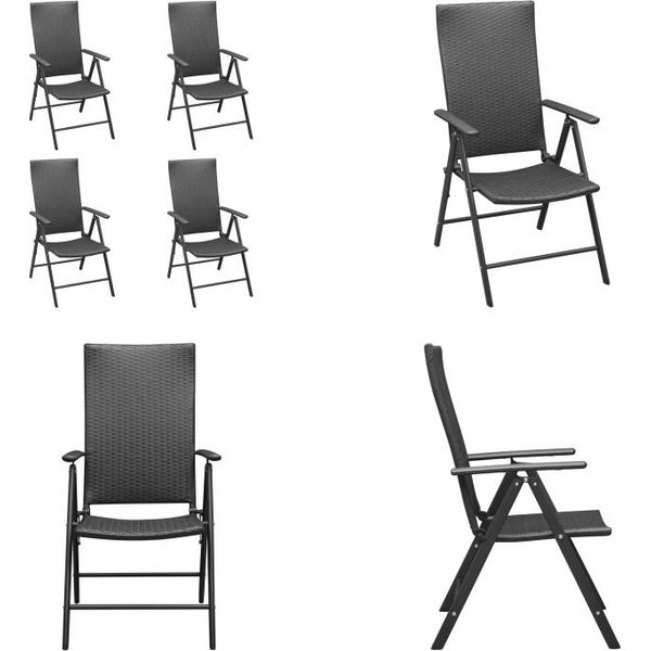 Vidaxl Sedie Da Giardino 4 Pz. Poly Rattan Nero - Sedia Da Giardino - Sedie Da Giardino - Sedia - Sedie-image