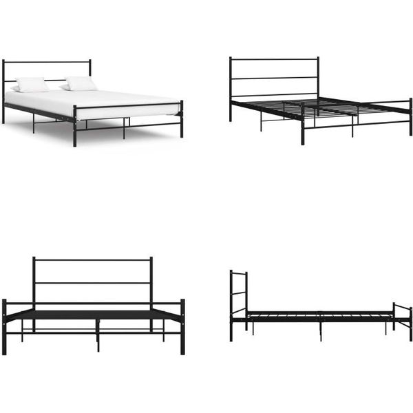 Vidaxl Struttura Letto In Metallo Nero 140×200 Cm - Struttura Letto - Cornici Letto - Cornici Letto - Struttura Letto-image