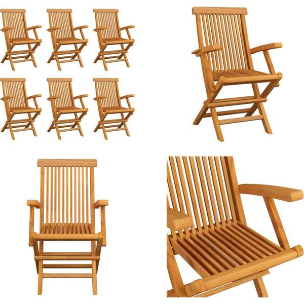 Vidaxl Sedie Da Giardino Pieghevoli 6 Pz. Legno Massiccio Teak - Sedia Da Giardino - Sedie Da Giardino - Sedia Da Giardino In Legno - Sedia Da Giardino In Legno Massiccio-image