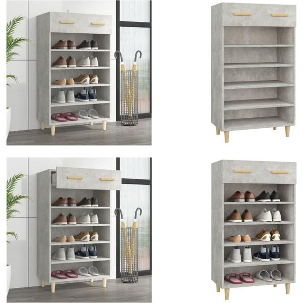 Vidaxl Scarpiera Grigio Cemento 60X35X105 Cm In Legno - Scarpiera - Ripiani Per Scarpe - Armadio Per Scarpe - Armadio Per Scarpe-image