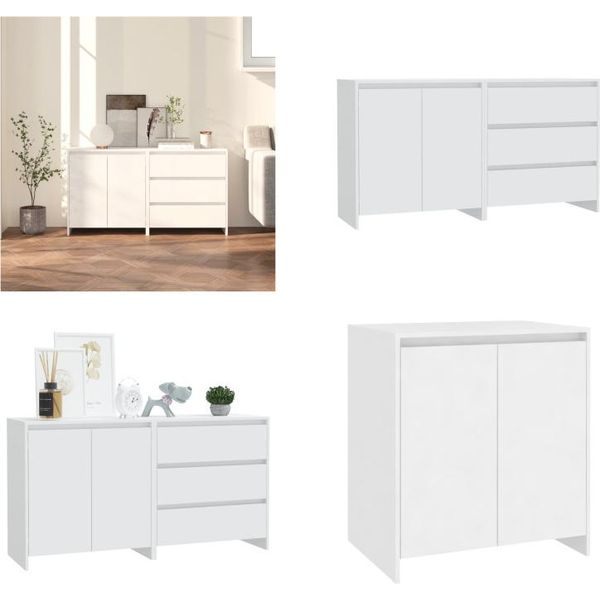 Vidaxl 2 Tlg. Credenza Weiß Holzwerkstoff - Credenza - Credenze - Buffet-Sideboard - Lagerschrank-image