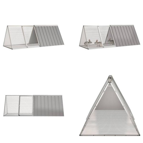 Vidaxl Gabbia Per Conigli Grigio 201,5X80,5X71 Cm Acciaio Zincato - Gabbia Per Conigli - Gabbia Per Conigli - Conigliera - Casetta Per Conigli-image