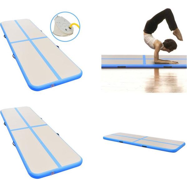 Vidaxl Tappetino Da Ginnastica Gonfiabile Con Pompa 500X100X10 Cm Pvc Blu - Tappetino Da Ginnastica - Tappetino Da Ginnastica - Tappetino Da Ginnastica Yoga - Tappetino Da Ginnastica Yoga-image