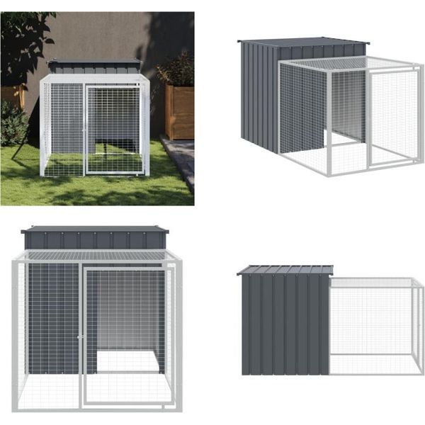 Vidaxl Gabbia Per Polli Con Corridoio Antracite 110X201X110 Cm In Acciaio Zincato - Gabbia Per Polli - Gabbia Per Polli - Pollaio - Pollaio-image