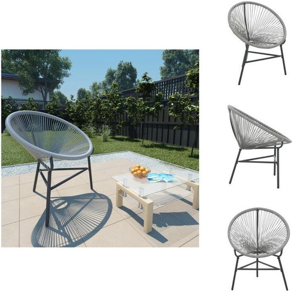 Vidaxl Sedia Moon Da Giardino In Poly Rattan Grigio - Sedie Da Giardino-image